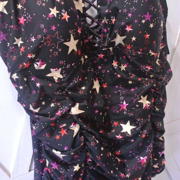 Torrid Black & Gold Foil Star Lattice Wireless One-Piece Swimsuit - Picture 8 of 9